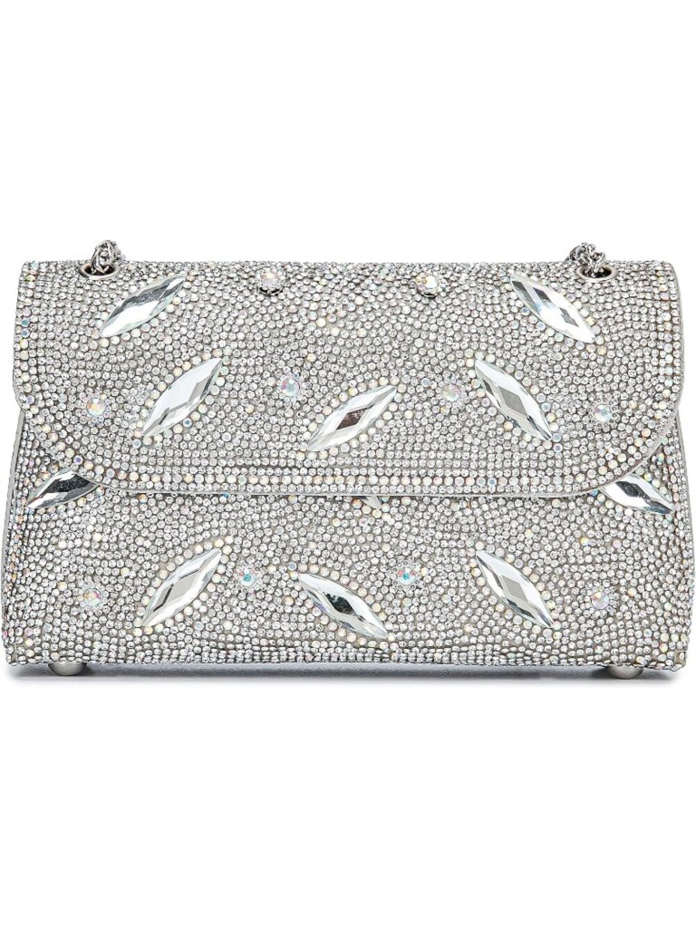 〽️Women's Leave Silver Crystals Rhinestone Chain Strap Square Shoulder Clutch